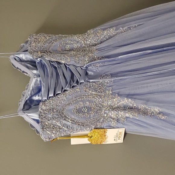 Say Yes to the Prom Women Blue Juniors Beaded Corset-Back Gown Dress Size 5 - Picture 9 of 12